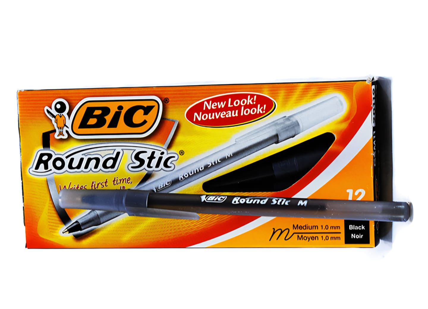 Caja de lapiceros color negro round stick marca Bic