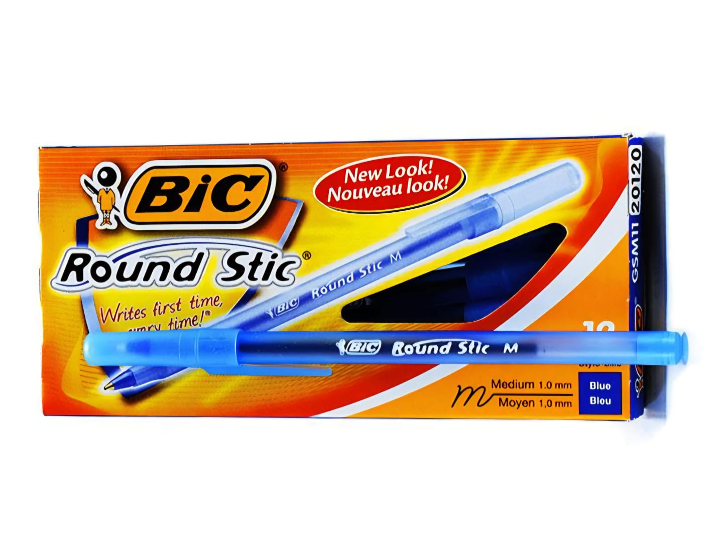 Caja de lapicero azul round stick marca Bic